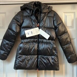Save the duck girls jacket size 14  ultra light in black with removable hood